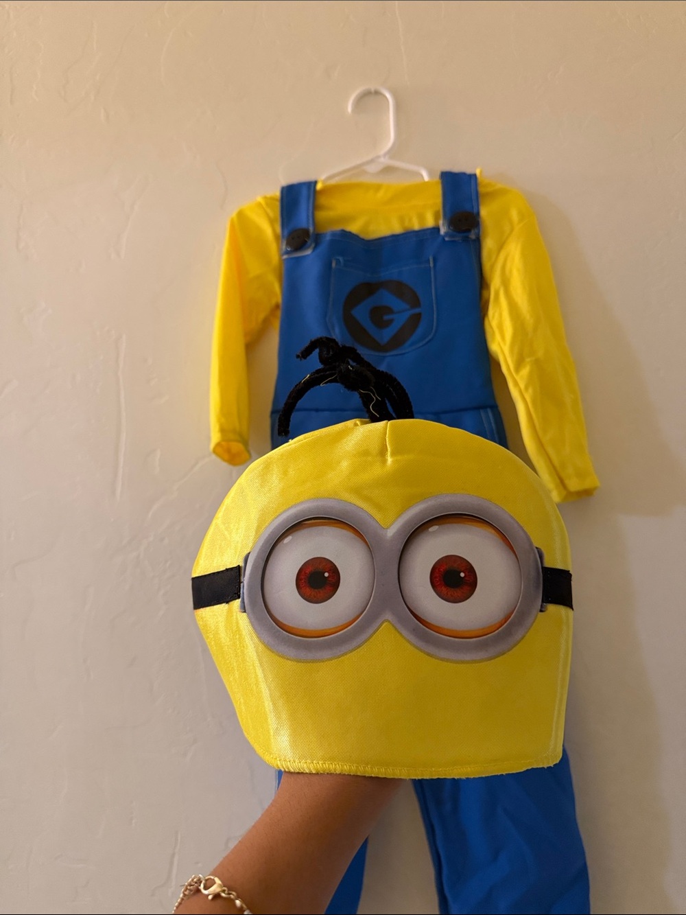 Yellow and Blue Costume Set with Plush Minion Headpiece